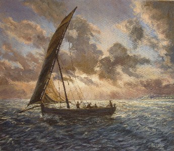 Painting of Fishing Dhows off Kenya Coast