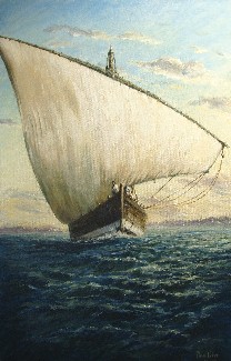 Painting of Arab Dhow off Zanzibar