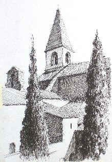 Pen drawing of Abbaye du Thoronet, Provence