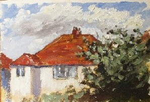 Painting of A White House, Lancing