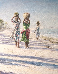 Painting of women returning from the market