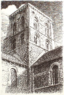 Pen drawing of St Mary de Haura, Shoreham, Sussex